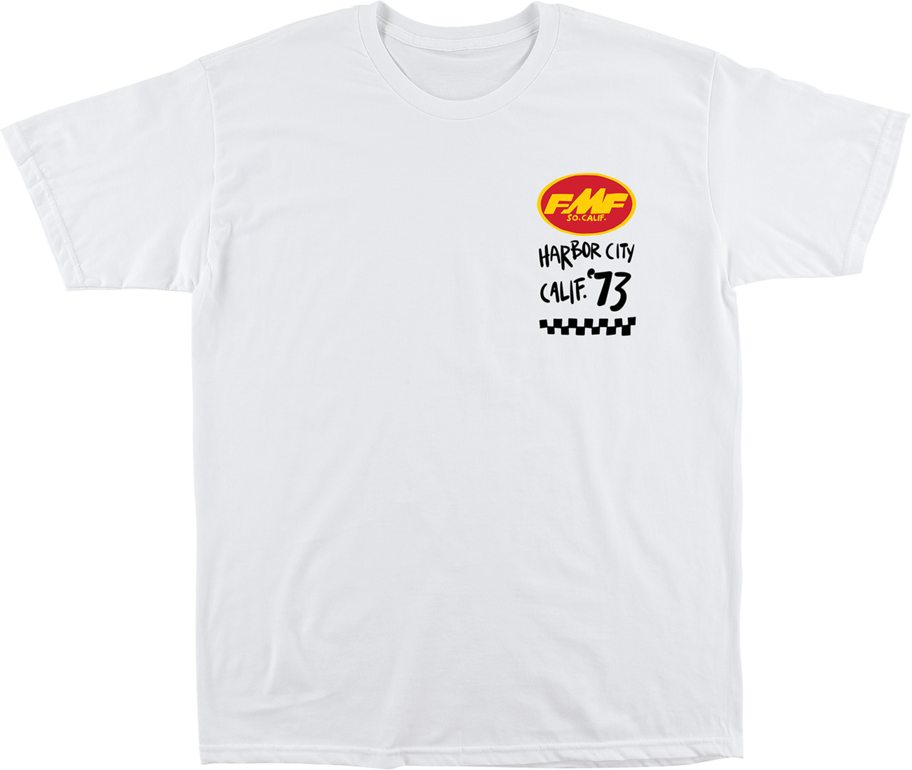 FMF Scratch T-Shirt in white, small size, made of soft spun cotton with graphic design, casual men's graphic tee