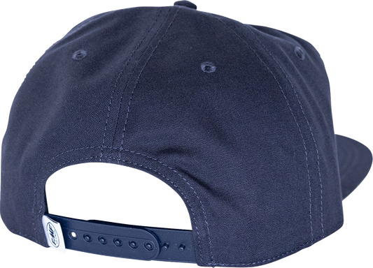 FMF Supplier Hat in navy, a stylish cap with adjustable strap, featuring the FMF logo embroidered on the front.