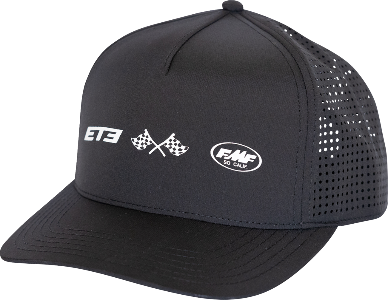 FMF Tomac Horizon black mesh snapback hat with adjustable strap and embroidered logo, stylish and breathable headwear.