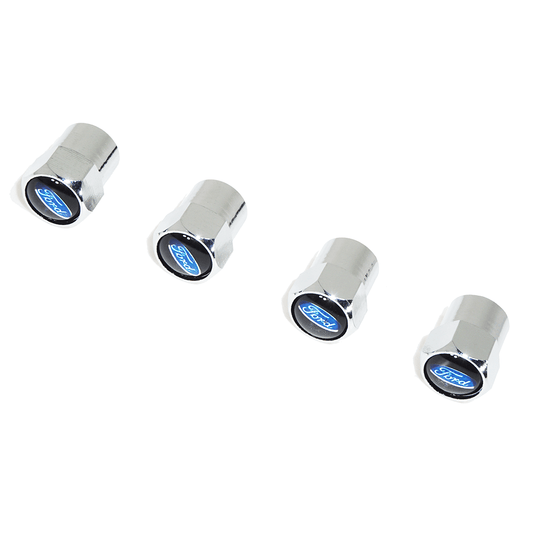 Chrome Valve Stem Tire Caps, Style: Ford Oval Style - Howling Moto