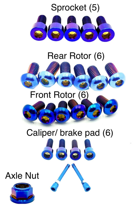 Titanium Front and Rear Wheel Bolt Kit