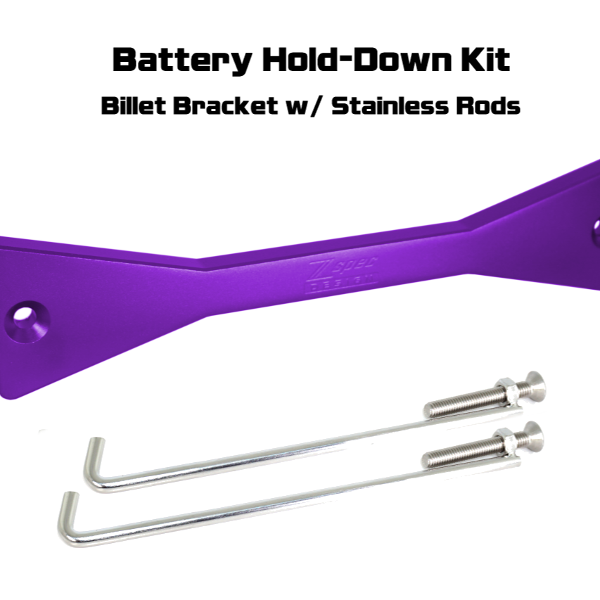ZSPEC Battery Hold Down/Bracket for Datsun Z/ZX Cars, Billet w/ Stainless Hardware - Howling Moto