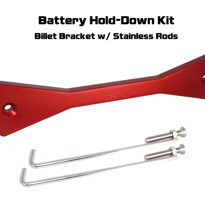ZSPEC Battery Hold Down/Bracket for Datsun Z/ZX Cars, Billet w/ Stainless Hardware - Howling Moto