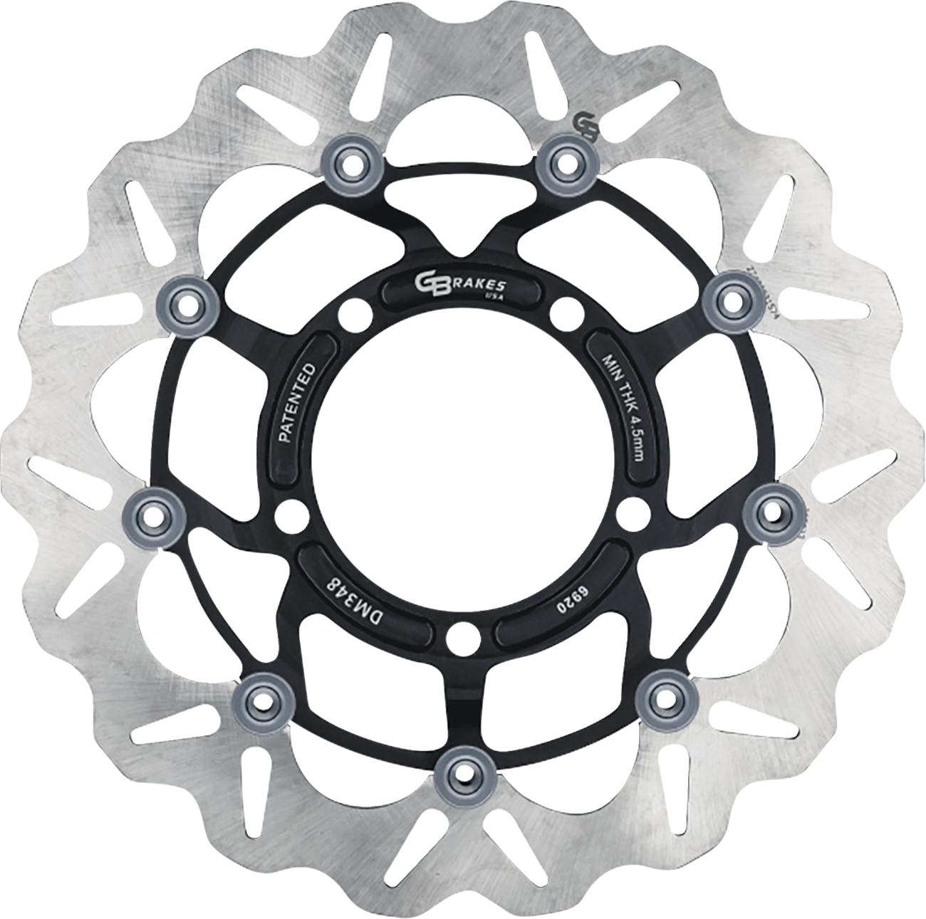 GBRAKES front GBDU039 brake rotor for high-performance sportbikes and V-twin motorcycles, featuring ventilated design and durable finish.