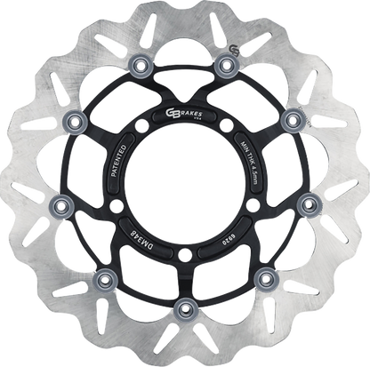 GBRAKES front GBDU039 brake rotor for high-performance sportbikes and V-twin motorcycles, featuring ventilated design and durable finish.