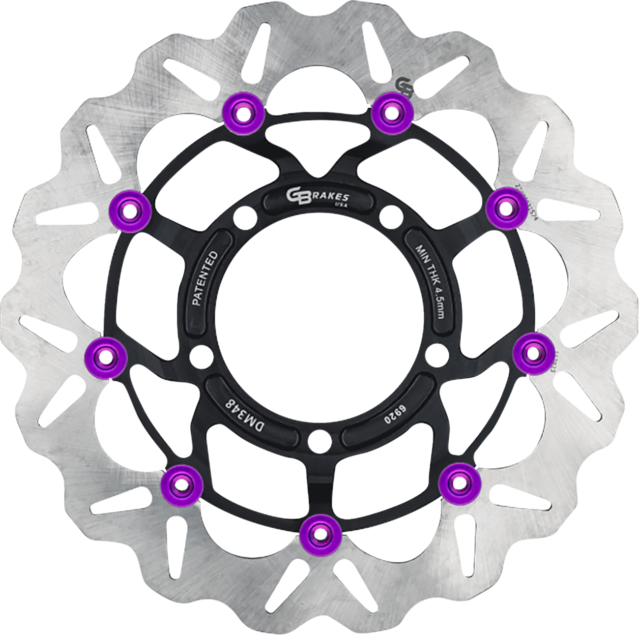 GBRAKES front GBDU039 brake rotor for high-performance sportbikes and V-twin builds, showcasing ventilated metal disc with mounting holes.