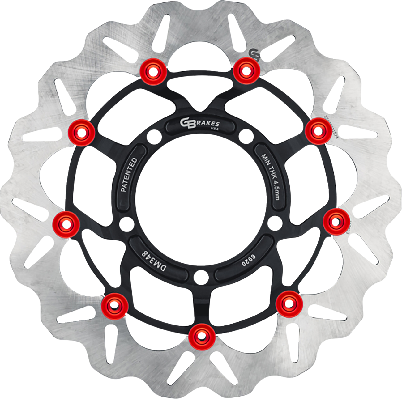 GBRAKES front GBDU039 brake rotor for high-performance sportbikes and V-twin motorcycles, featuring ventilated design and durable finish.