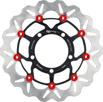GBRAKES front GBDU039 brake rotor for high-performance sportbikes and V-twin motorcycles, featuring ventilated design and durable finish.