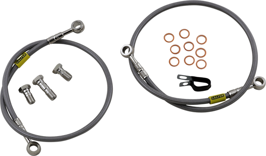 GBRAKES stainless steel bicycle brake line FK003D214-2 designed for enhanced bike braking performance, shown in the image.