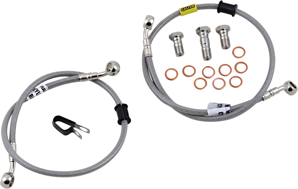 GBRAKES stainless steel bike brake line FK003D886-2 for improved braking performance, shown connected to bicycle components.