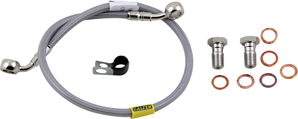 GBRAKES stainless steel bike brake line FK003D886R for improved stopping power, shown with detailed fittings and durable construction.