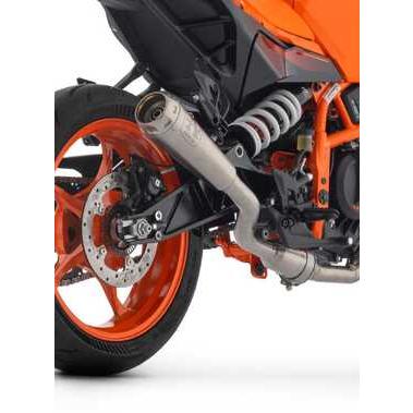 KTM Duke 390 2024-2025 Arrow exhaust slip-on with welded dB-killer, polished NICHROM finish, by Bill's Exhausts.