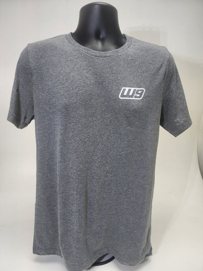 Gray WarpWear Road Runner T-shirt with front graphic design, featuring vibrant colors and a casual fit from Warp9Racing.