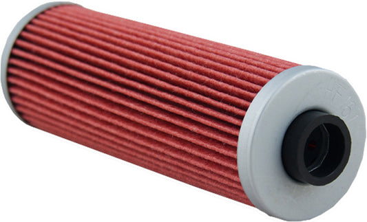 HIFLOFILTRO HF161 motorcycle oil filter showing a cylindrical replaceable filter element for motorcycle engine lubrication.