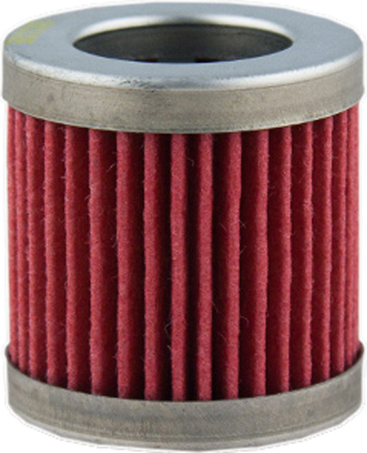 HIFLOFILTRO HF181 motorcycle oil filter showing the cylindrical metal filter element with branding and specifications.