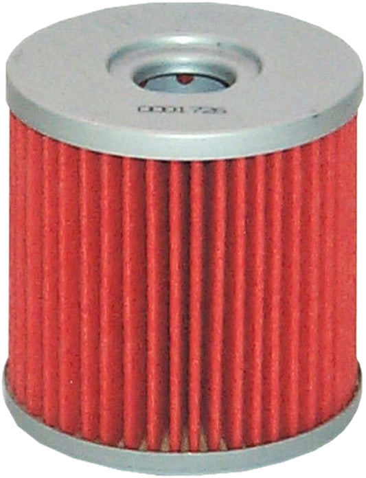 HIFLOFILTRO HF681 motorcycle oil filter showing the cylindrical metal design with branding and specifications for easy installation.