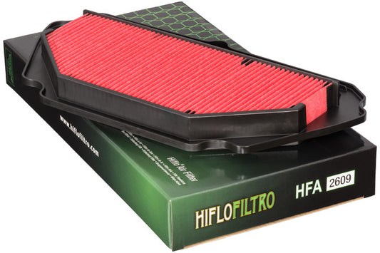 HIFLOFILTRO HFA2609 air filter for high-performance engines, featuring pleated paper filtration medium and rubber sealing edges.
