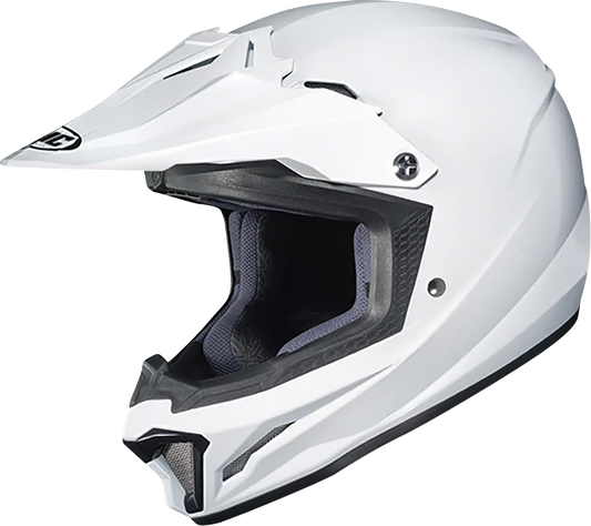 HJC CL-XY II helmet in solid white, small size, featuring a sleek aerodynamic design and secure strap fastening.