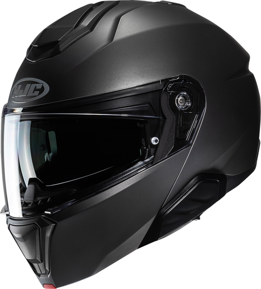 HJC i91 helmet in semi-flat titanium with sun visor and Bluetooth, shown in XS size with a sleek design.