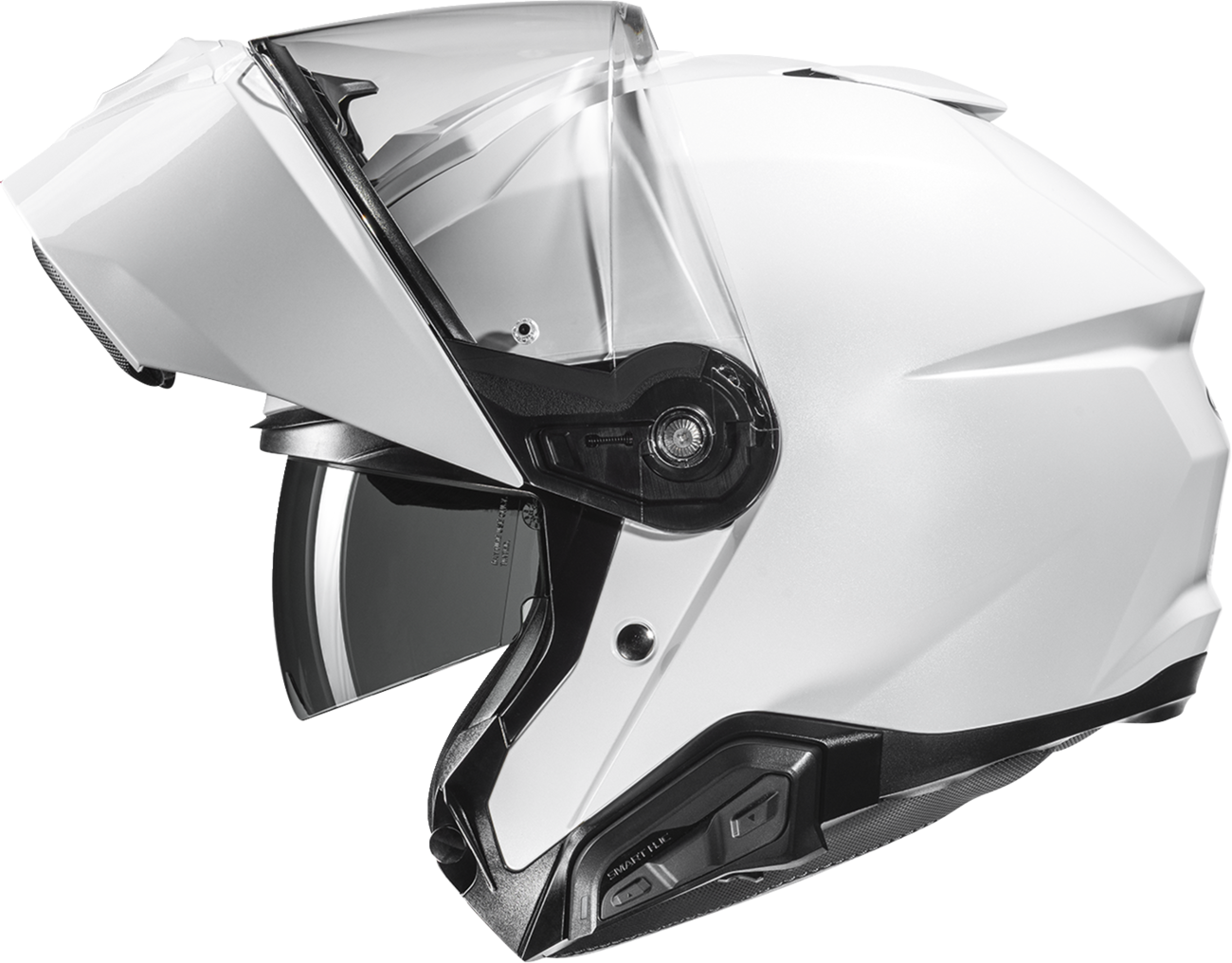 HJC i91 helmet in solid white, extra small size, featuring a sleek aerodynamic design and clear visor.