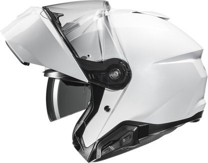 HJC i91 helmet in solid white, extra small size, featuring a sleek aerodynamic design and clear visor.