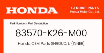 Honda OEM Inner Shroud - 2025 Grom MSX125 - Howling Moto