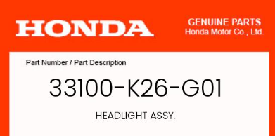 Honda Grom Headlight Assembly 2022+ 33100-K26-G01 | OEM Replacement - Howling Moto