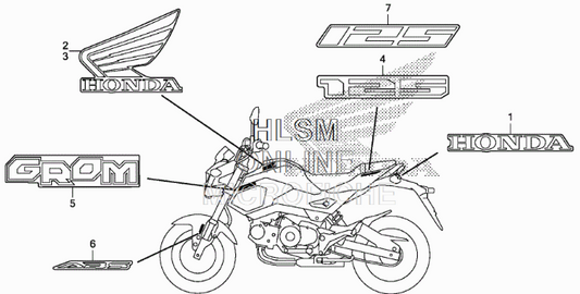 Honda Grom Wing Sticker 2017-2020 - OEM Decal Left & Right - Howling Moto