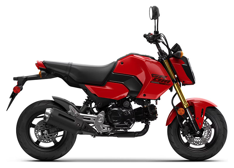 Cherry red Honda Grom OEM full color conversion plastics kit by Howling Moto, includes body plastics and fairings for 2025+ models.