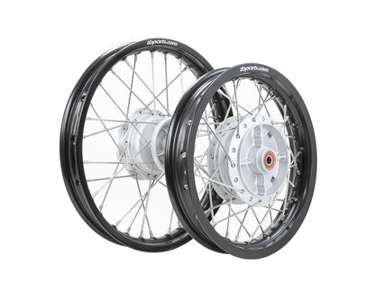 Howling Moto TB Wheel Assembly Set with HD aluminum rims and spokes for KLX110 front and rear wheel kits.