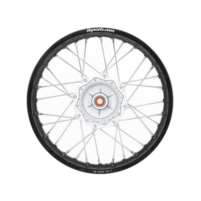 Howling Moto TB Wheel Assembly Set with HD aluminum rims and spokes for KLX110 front and rear wheel kits.