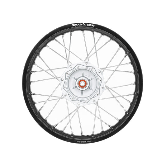Howling Moto TB Wheel Assembly Set with HD aluminum rims and spokes for KLX110 front and rear wheel kits.