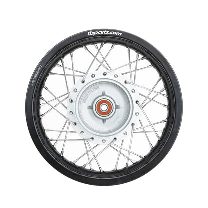 Howling Moto TB Wheel Assembly Set with HD aluminum rims and spokes for KLX110 front and rear wheel kits.