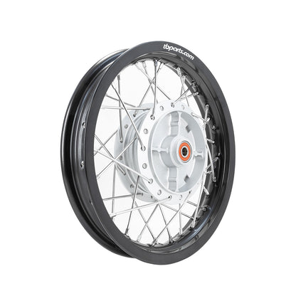 Howling Moto TB Wheel Assembly Set with HD aluminum rims and spokes for front and rear for KLX110 motorcycle.