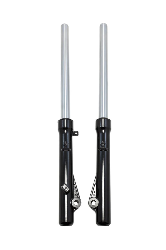 Howling Moto CRF110 Stage 3 Suspension Kit in silver, designed for lightweight riders under 165 lbs, showing assembled components.