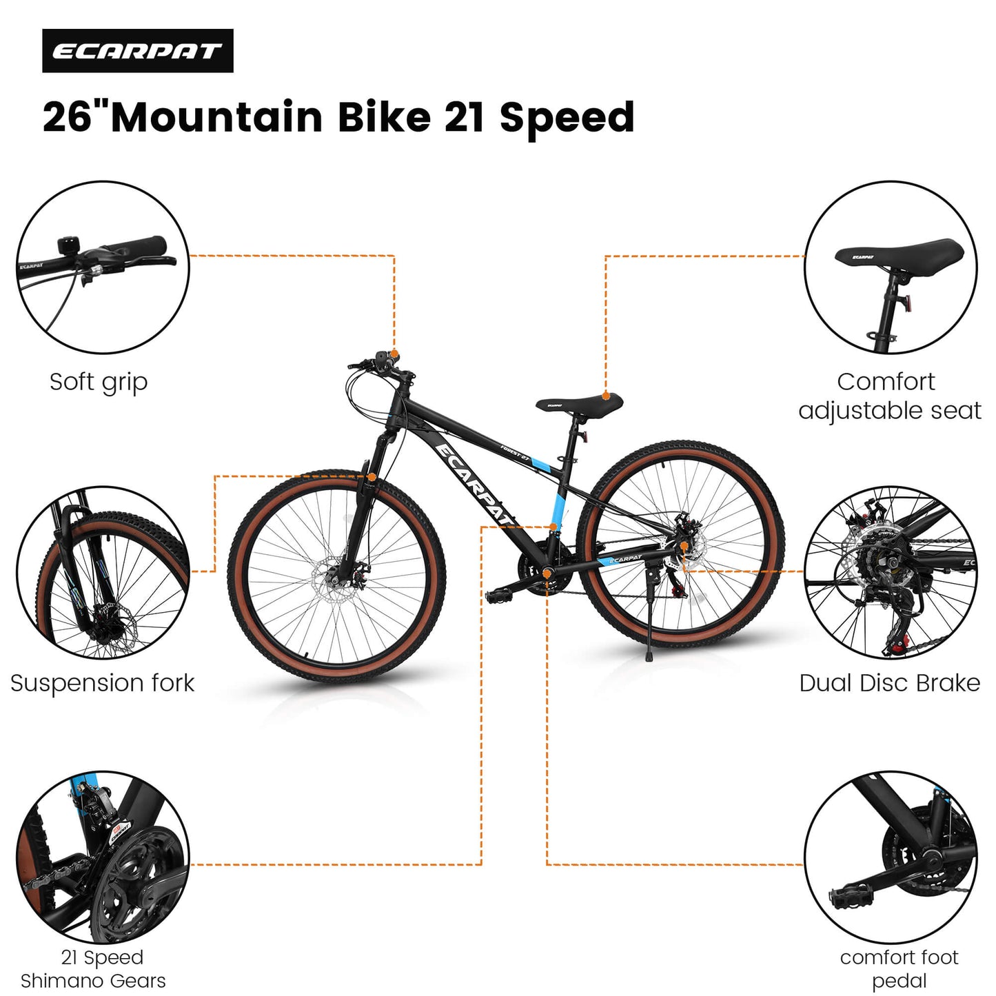 Black Hycline Ecarpat Trigger 27-inch bicycle with sleek frame and mountain bike design, visible from side angle.