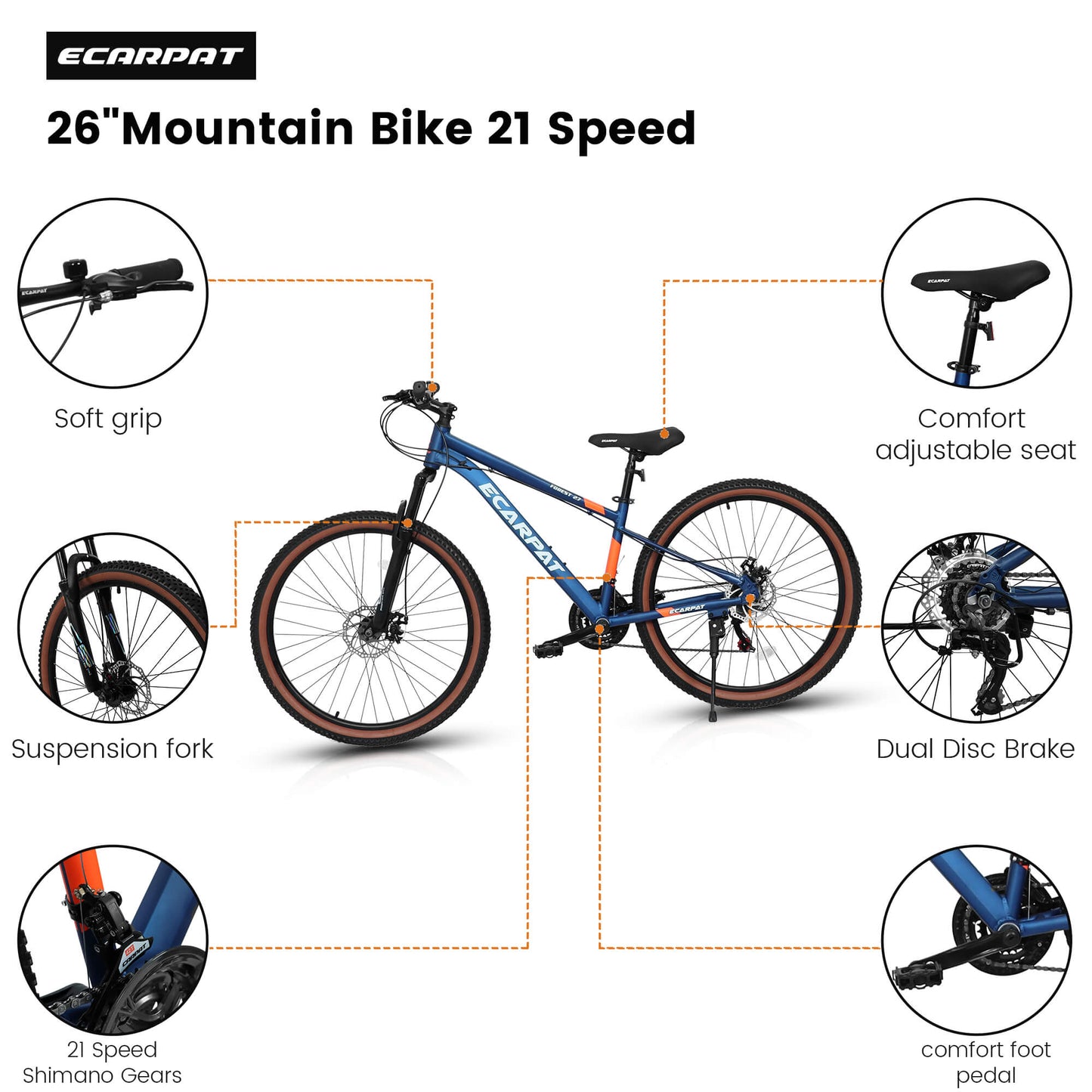 Black Hycline Ecarpat Trigger 27-inch bicycle with sturdy frame and ergonomic handlebars, suitable for versatile riding.