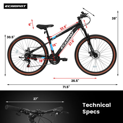 Black Hycline Ecarpat Trigger 27-inch bicycle with sleek frame and sturdy wheels, designed for versatile riding.