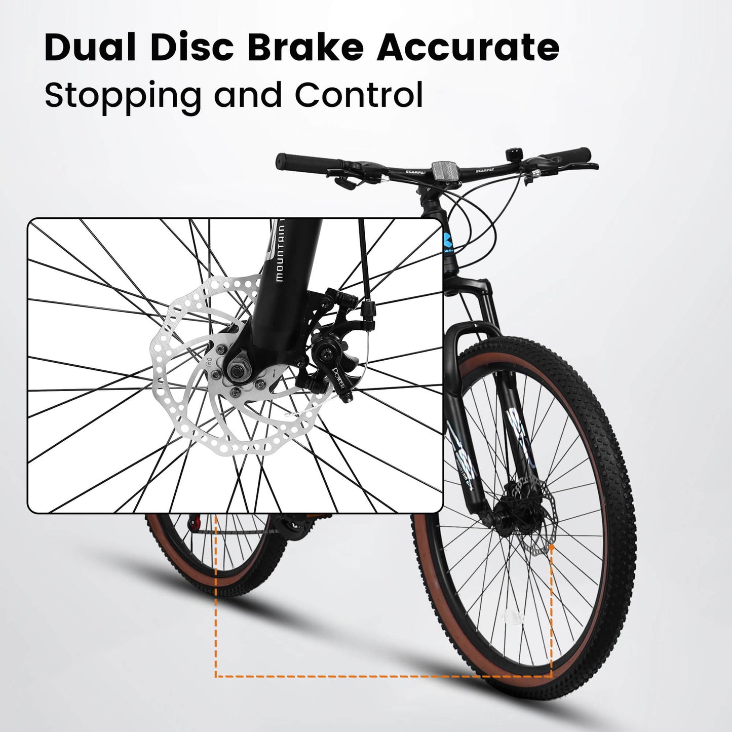 Black Hycline Ecarpat Trigger 27-inch bicycle with sleek frame and disc brakes, ready for city or trail riding.