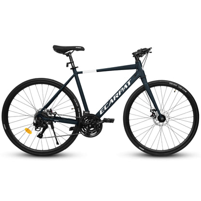 Black Hycline Ecarpat Druk bicycle tire 700x28C mounted on a bicycle wheel, showing tread pattern and sidewall details.
