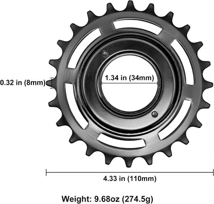 Hycline 24T single speed bike freewheel for bicycle cassettes and freewheels, black color, compact and durable design.