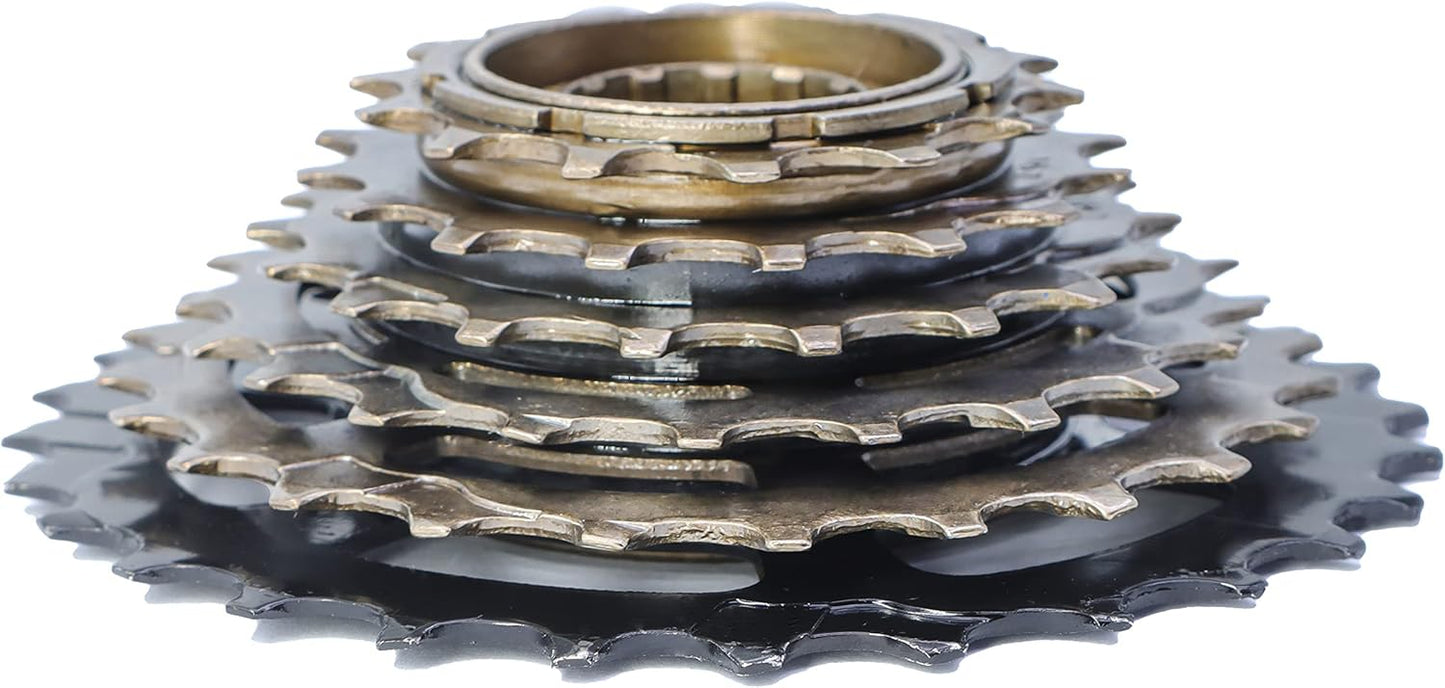 Hycline 6-speed 14-28T bike freewheel for bicycle cassettes and freewheels, shown in black with metal teeth.