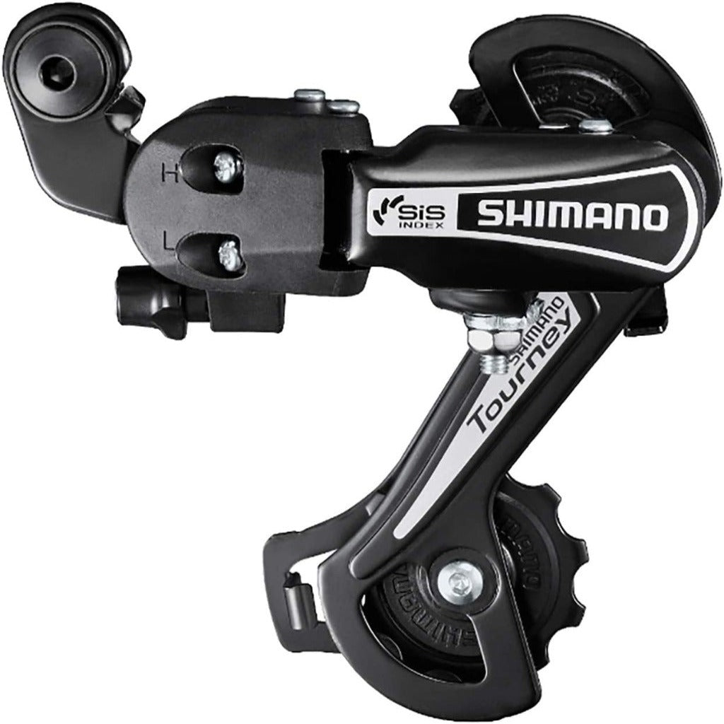 Hycline Shimano RD-TY21B bike rear derailleur for 6/7-speed bicycles, direct mount, with black finish and Shimano branding.