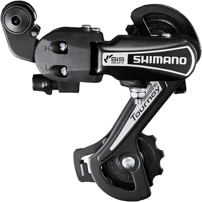 Hycline Shimano RD-TY21B bike rear derailleur for 6/7-speed bicycles, direct mount, with black finish and Shimano branding.