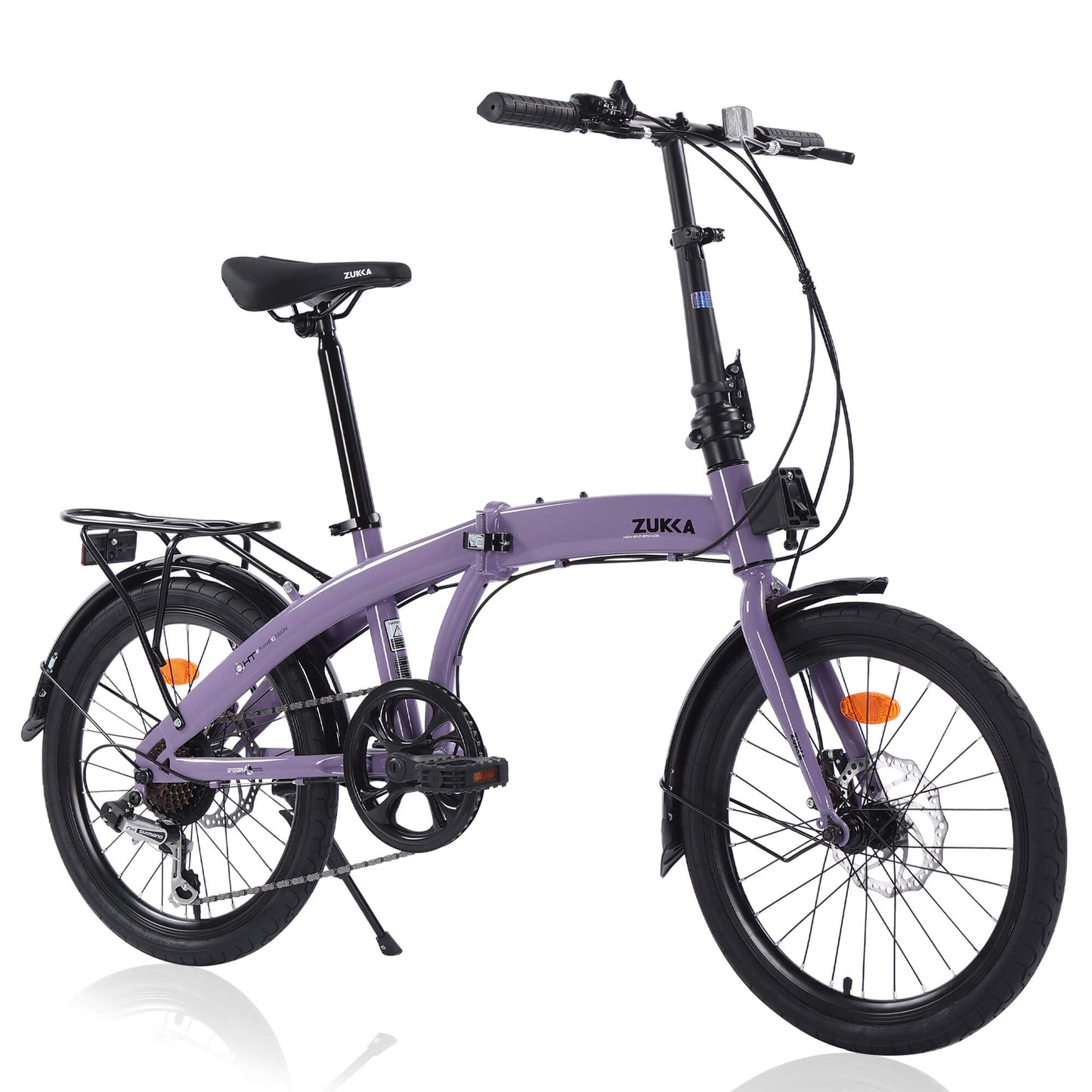 Grey Hycline Zukka Crossroll folding bike with 20-inch wheels, compact design, and foldable frame for easy transport and storage.