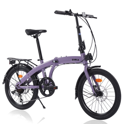 Grey Hycline Zukka Crossroll folding bike with 20-inch wheels, compact design, and foldable frame for easy transport and storage.