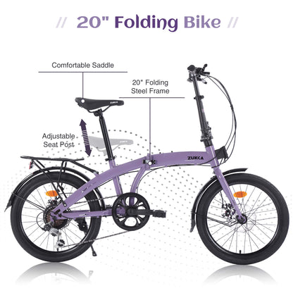 Grey Hycline Zukka Crossroll 20-inch folding bicycle with compact frame and handlebars, suitable for urban commuting.