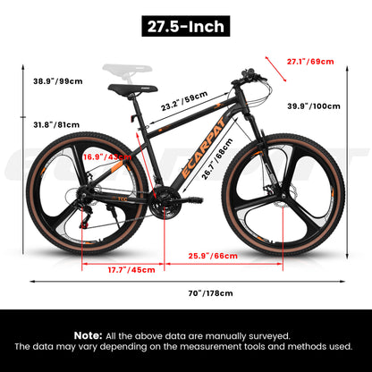 Grey Hycline Ecarpat Cirge MTB bicycle with 27.5-inch wheels, rugged frame, and mountain biking features.