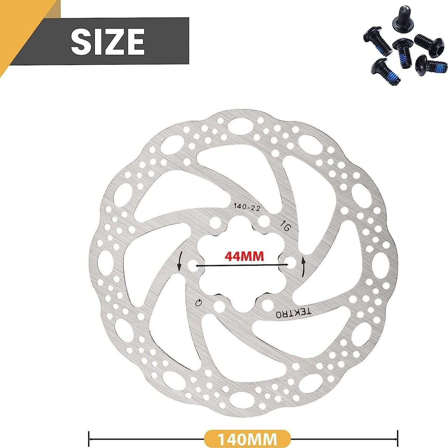 Hycline Tektro TR-24 disc brake rotor in 140mm size, stainless steel, 6-bolt bicycle part for mountain or road bikes.