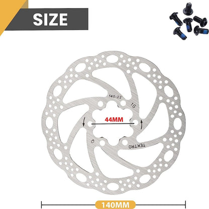 Hycline Tektro TR-24 disc brake rotor in 140mm size, stainless steel, 6-bolt bicycle part for mountain or road bikes.